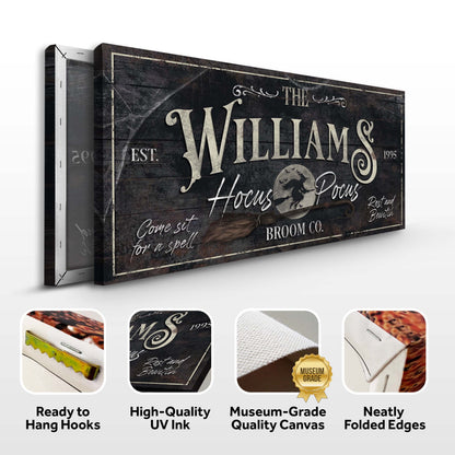 Personalized Hocus Pocus Halloween Sign II canvas by Tailored Canvases, dark rustic on Tampa Home & Garden Store