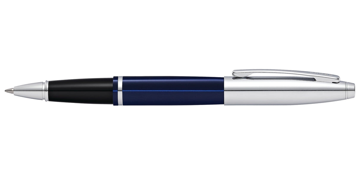 Calais Chrome & Blue Lacquer Rollerball Pen with blue barrel and chrome trim by A.T. Cross on Tampa Home & Garden Store