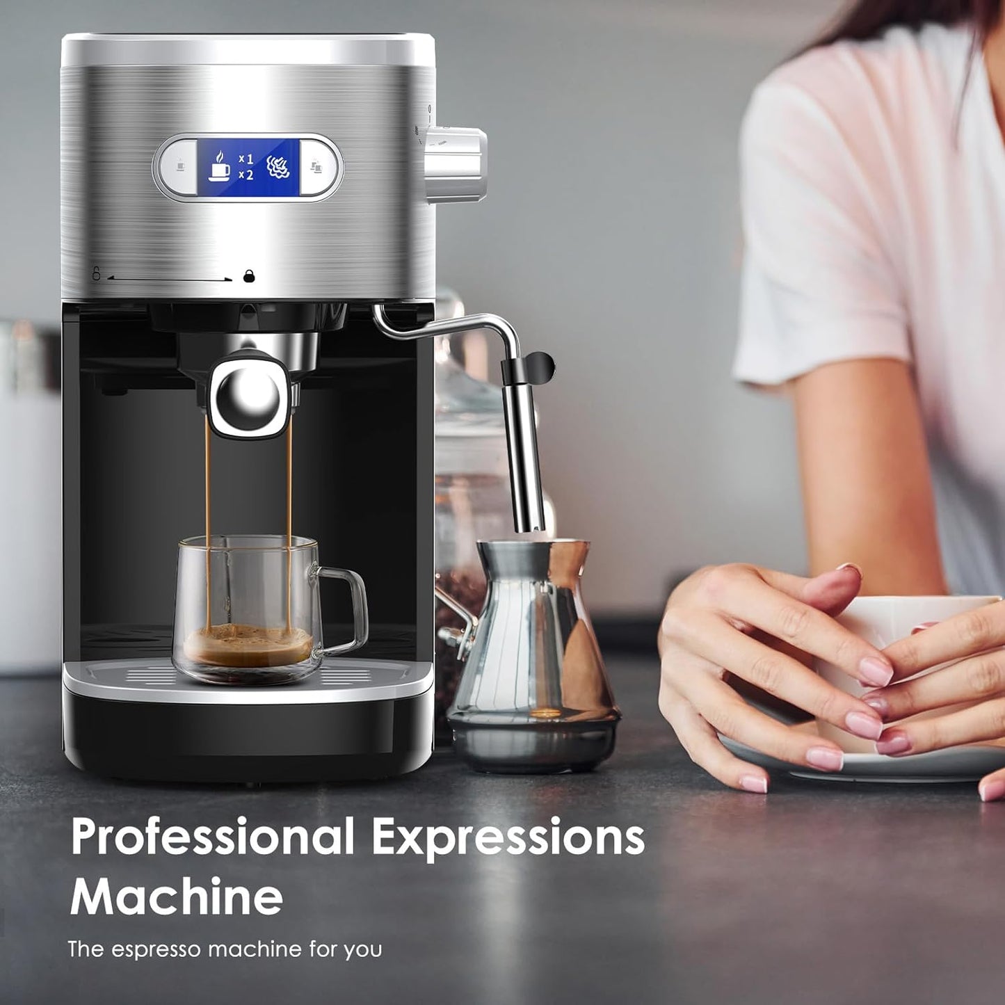 Cafetera 2 en 1 para café expreso y capuchino automático CM8054