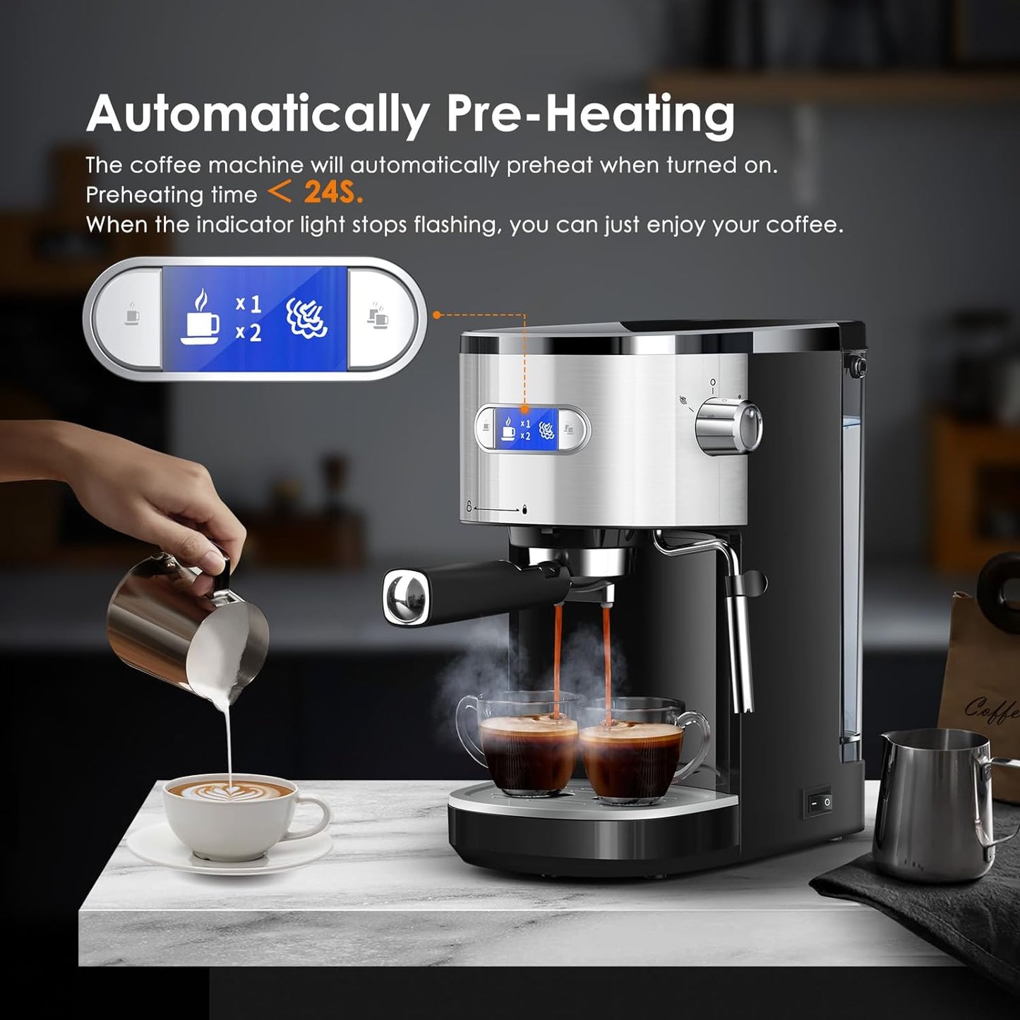 Cafetera 2 en 1 para café expreso y capuchino automático CM8054