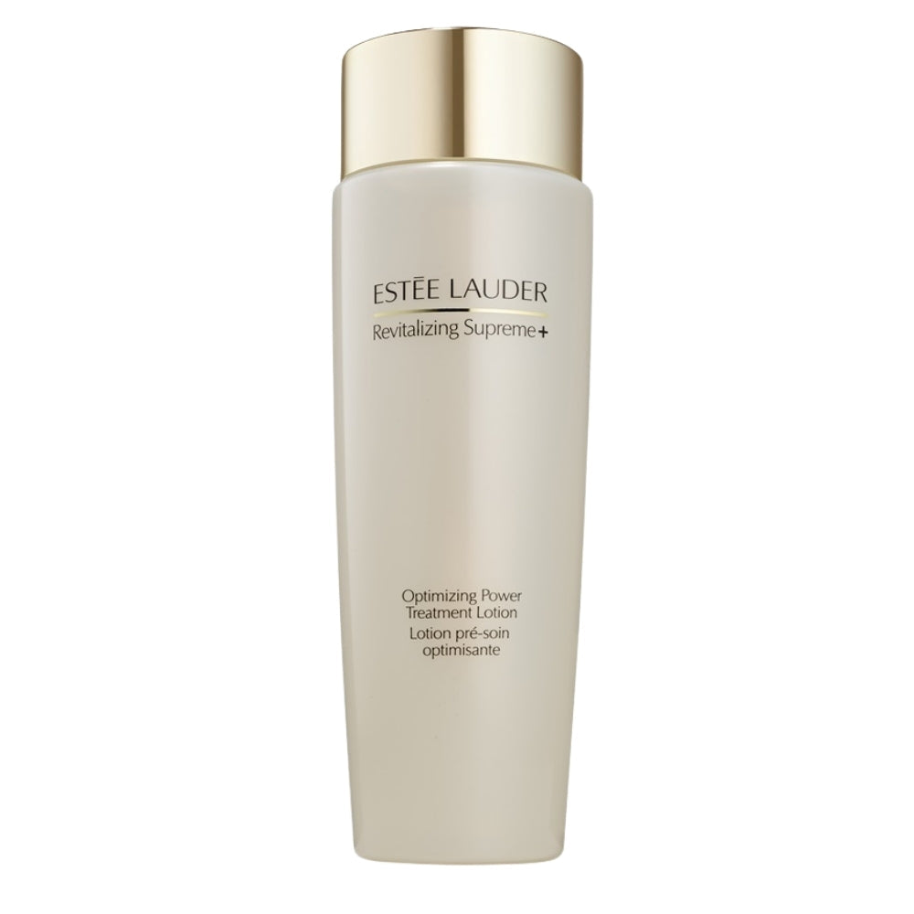 Estée Lauder Revitalizing Supreme+ Optimizing Power Lotion bottle, white with gold cap on Tampa Home & Garden Store