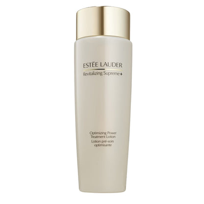 Estée Lauder Revitalizing Supreme+ Optimizing Power Lotion bottle, white with gold cap on Tampa Home & Garden Store