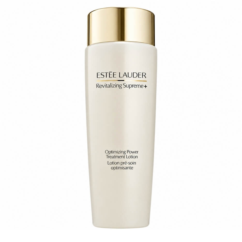 Estée Lauder Revitalizing Supreme+ Optimizing Power Treatment Lotion bottle with gold cap on Tampa Home & Garden Store