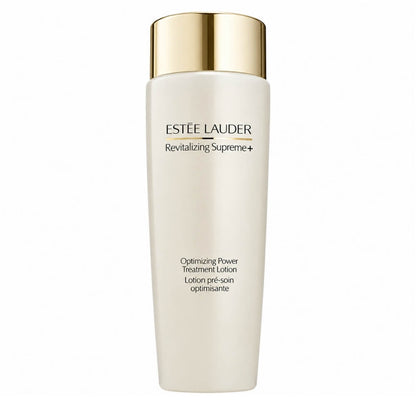 Estée Lauder Revitalizing Supreme+ Optimizing Power Treatment Lotion bottle with gold cap on Tampa Home & Garden Store