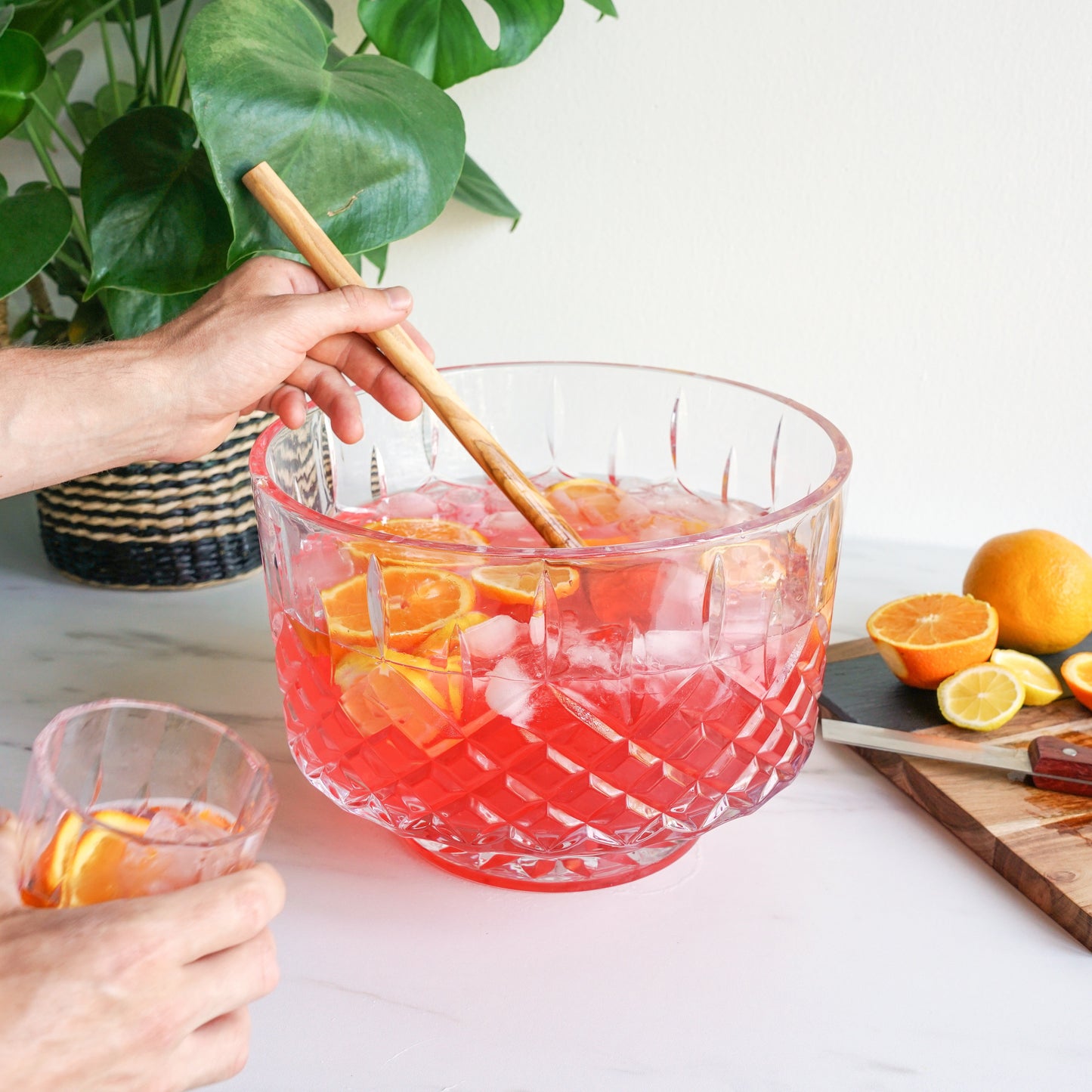 Admiral Cut Crystal Punch Bowl for Home Bar Party