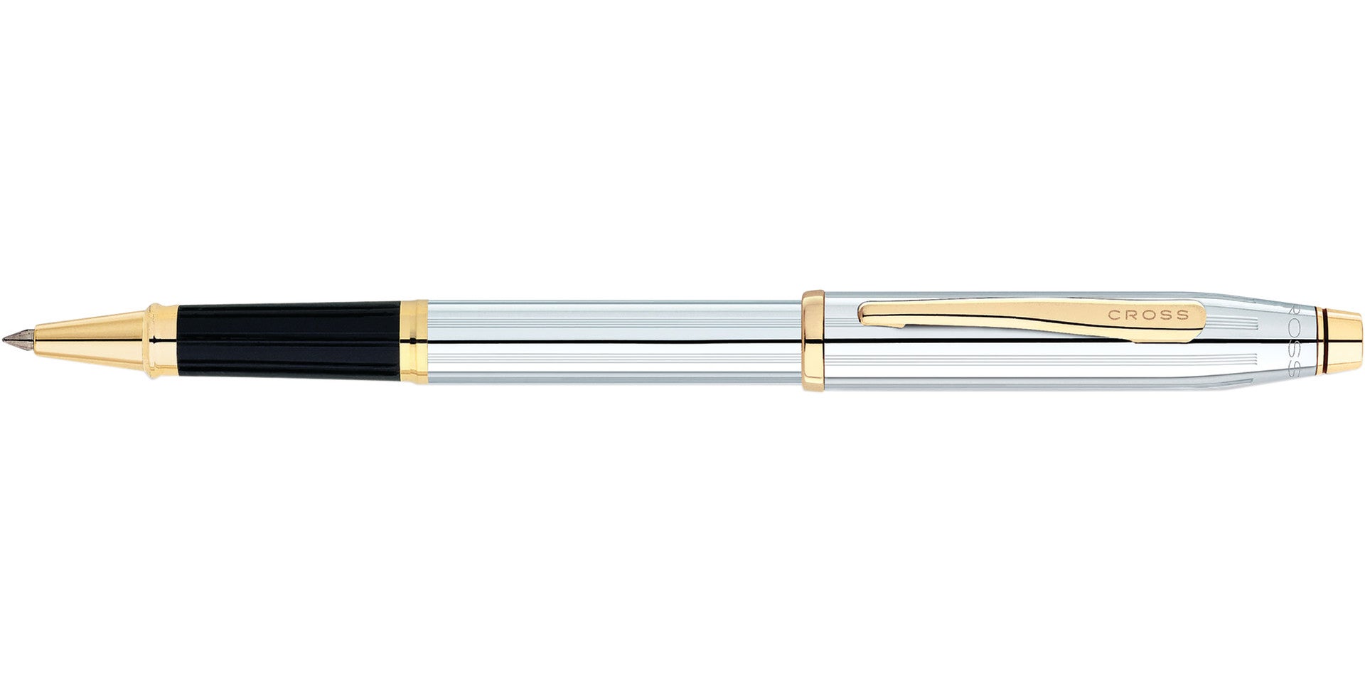 Century II Medalist Rollerball Pen, chrome barrel with gold clip, black grip by A.T. Cross on Tampa Home & Garden Store