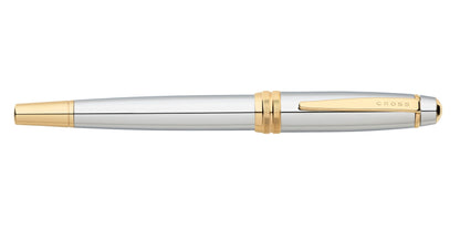 Bailey Medalist Rollerball Pen by A.T. Cross, silver body with gold trim and clip on Tampa Home & Garden Store