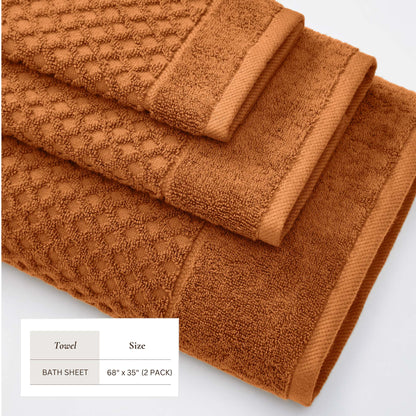 Cotton Diamond Waffle Weave Bath Towel Set
