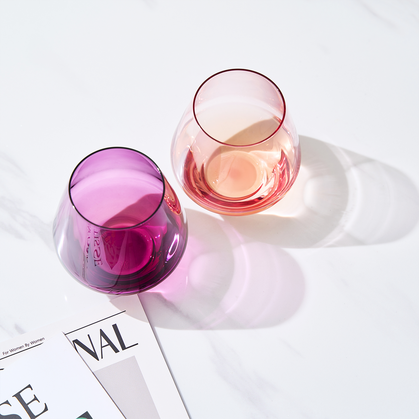 Flora Modern Stemless Wine Glasses Set of Two