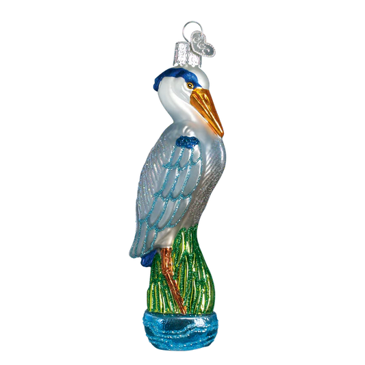 Great Blue Heron Glass Ornament - Tampa Home & Garden Store