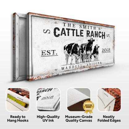 Branded Cattle Ranch Sign V canvas by Tailored Canvases, rustic white with rusted edges crafting canvas on Tampa Home & Garden Store