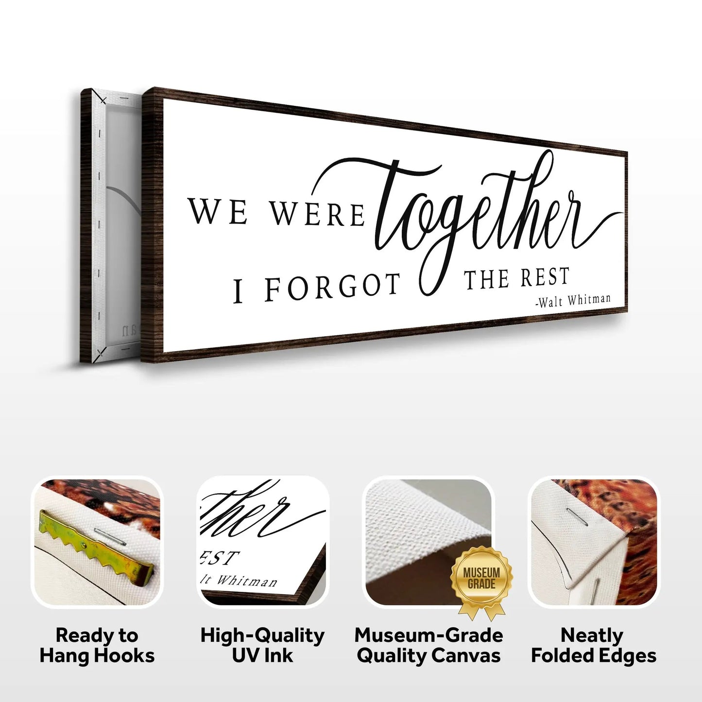 Canvas Sign II We Were Together script on white canvas with dark wood frame Tailored Canvases on Tampa Home & Garden Store
