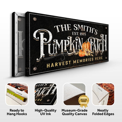 Harvest Memories Here Pumpkin Patch Sign canvas by Tailored Canvases, black crafting canvas on Tampa Home & Garden Store