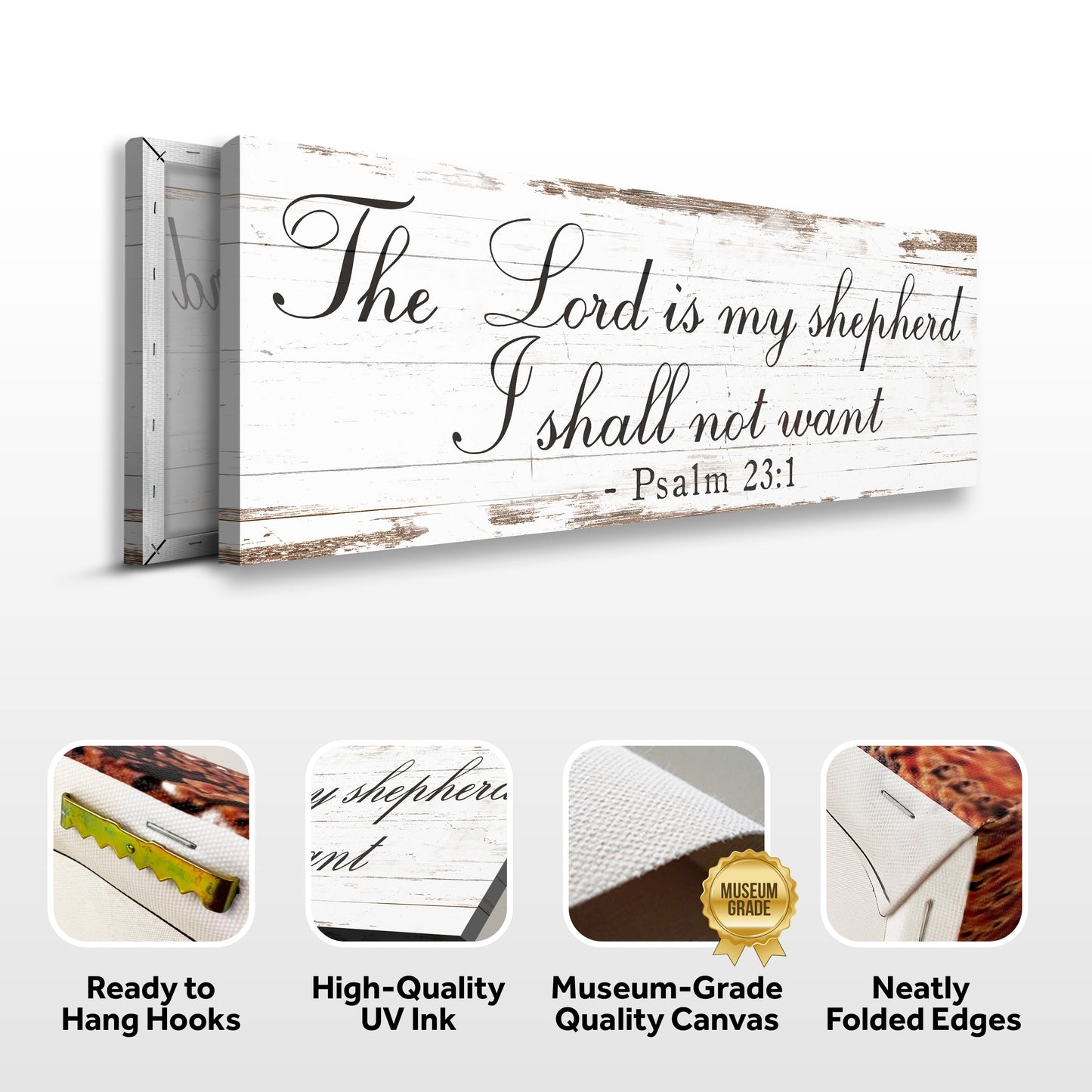 Faith Sign Canvas The Lord Is My Shepherd Psalm 23:1 by Tailored Canvases on weathered wood on Tampa Home & Garden Store