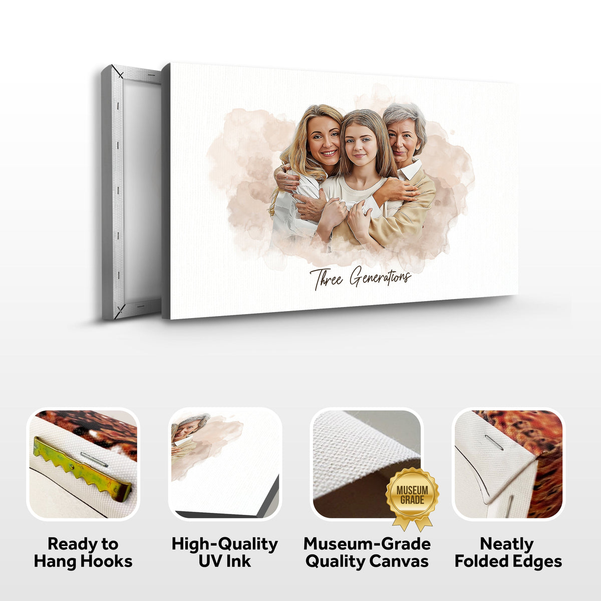 Mother's Day Watercolor Family Portrait Sign canvas Tailored Canvases on Tampa Home & Garden Store