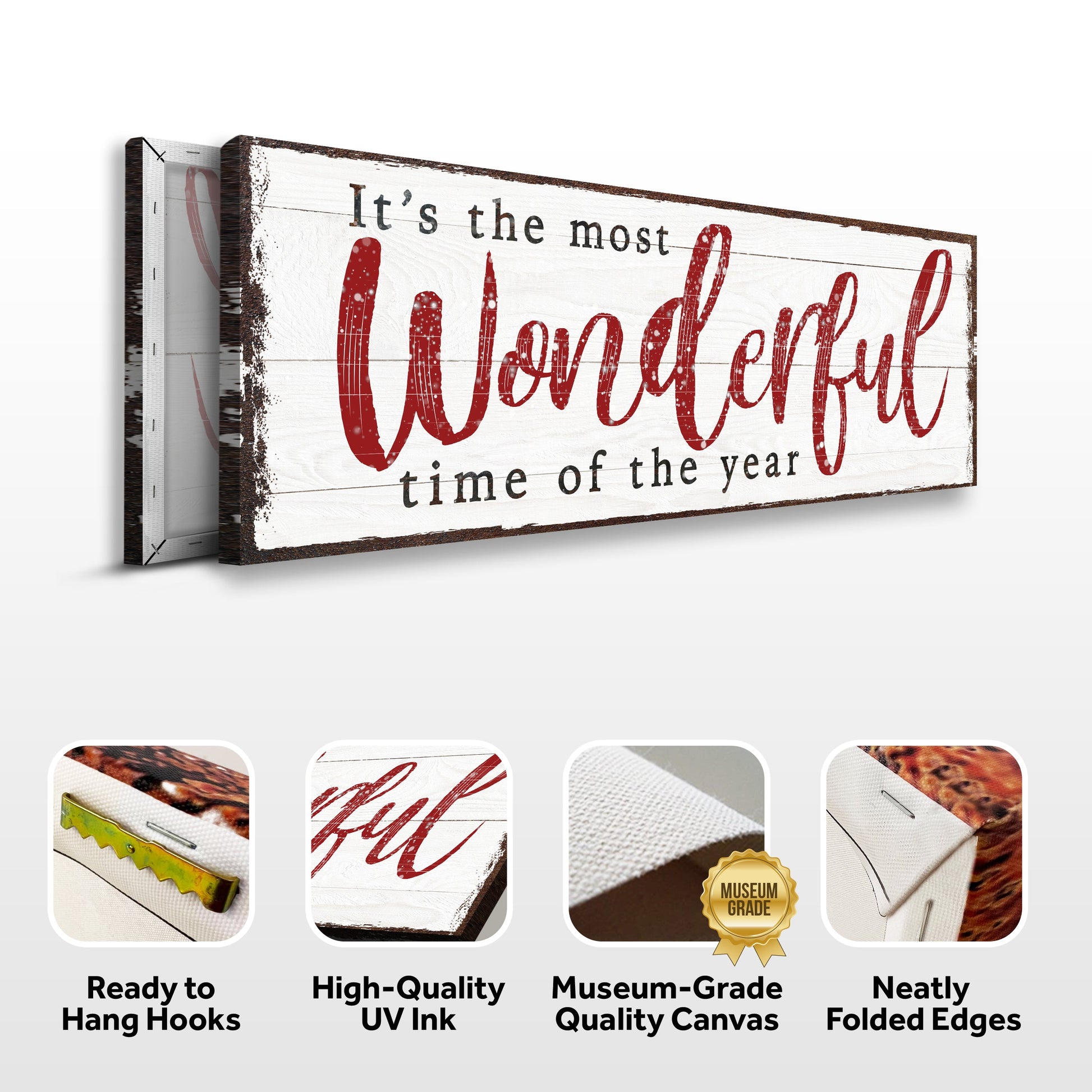 Canvas Christmas sign on whitewashed wood with distressed edges by Tailored Canvases on Tampa Home & Garden Store