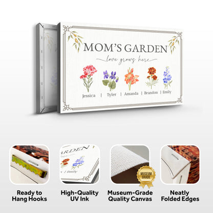 Canvas Mother's Day sign Love Grows Here Mom's Garden by Tailored Canvases floral border on Tampa Home & Garden Store