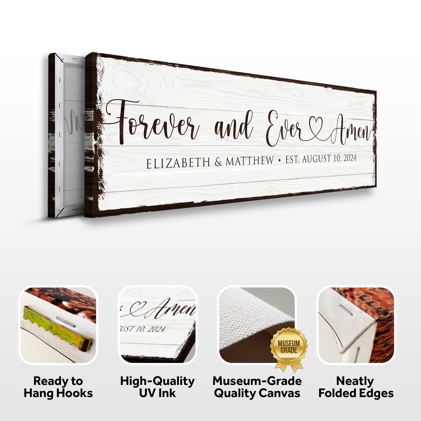 Forever And Ever Amen Faith Sign II canvas with whitewashed wood plank background and brown script on Tampa Home & Garden Store