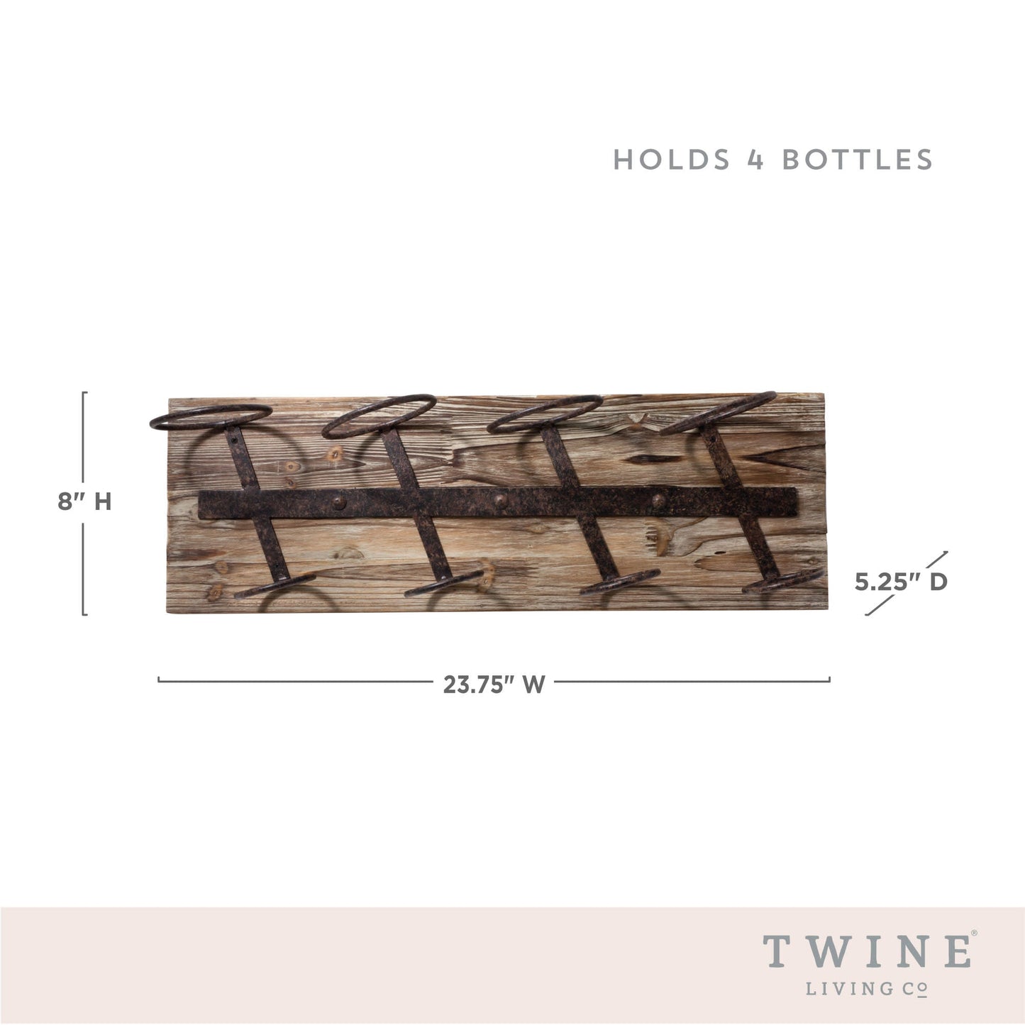 Traditional Wood and Metal Wall Wine Rack