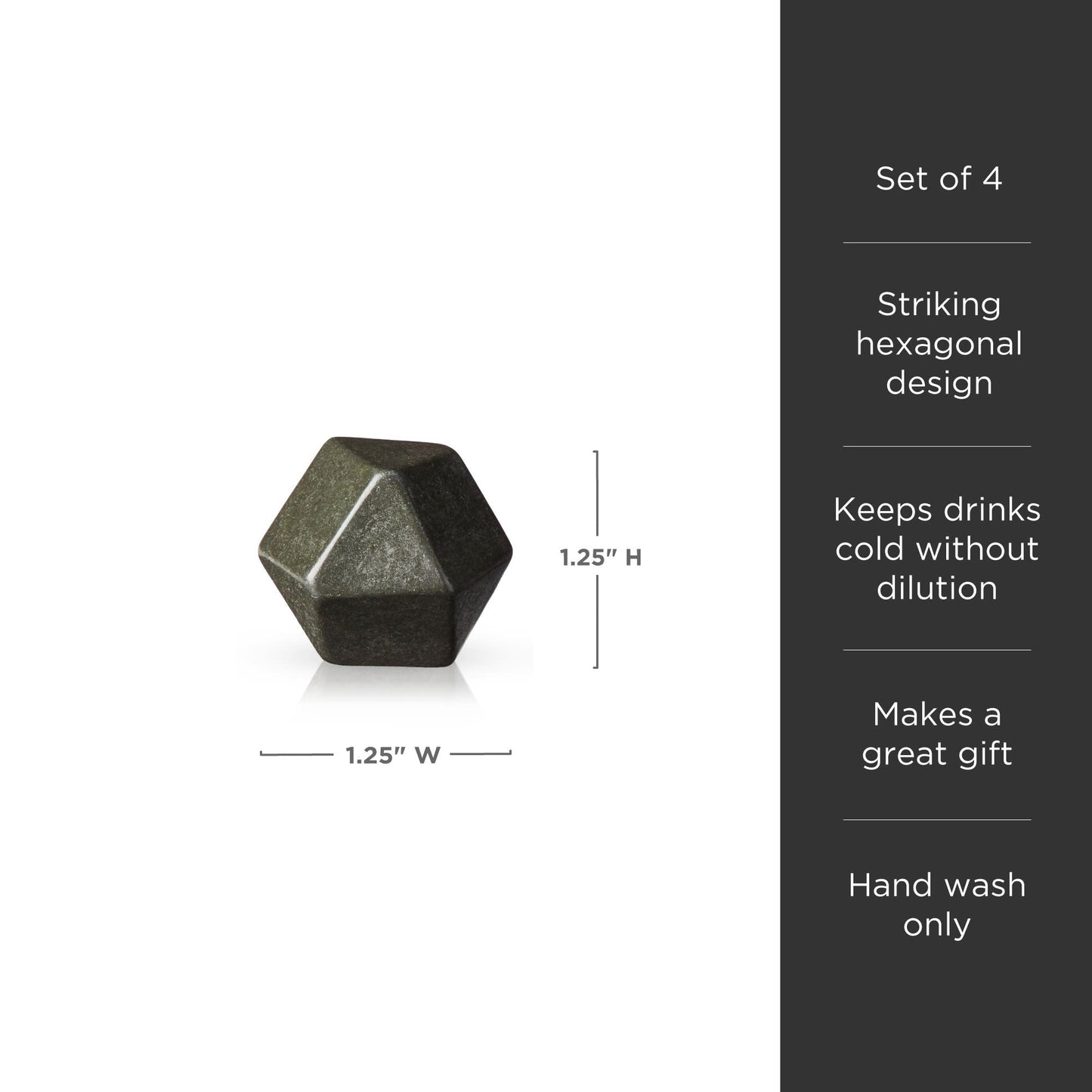 Hexagon Basalt Glacier Rocks Set of 4 for Drinks