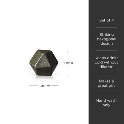 Hexagon Basalt Glacier Rocks Set of 4 for Drinks