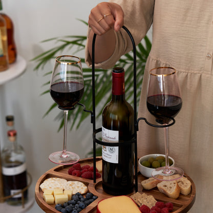 Acacia Wood Wine and Cheese Serving Board for Two