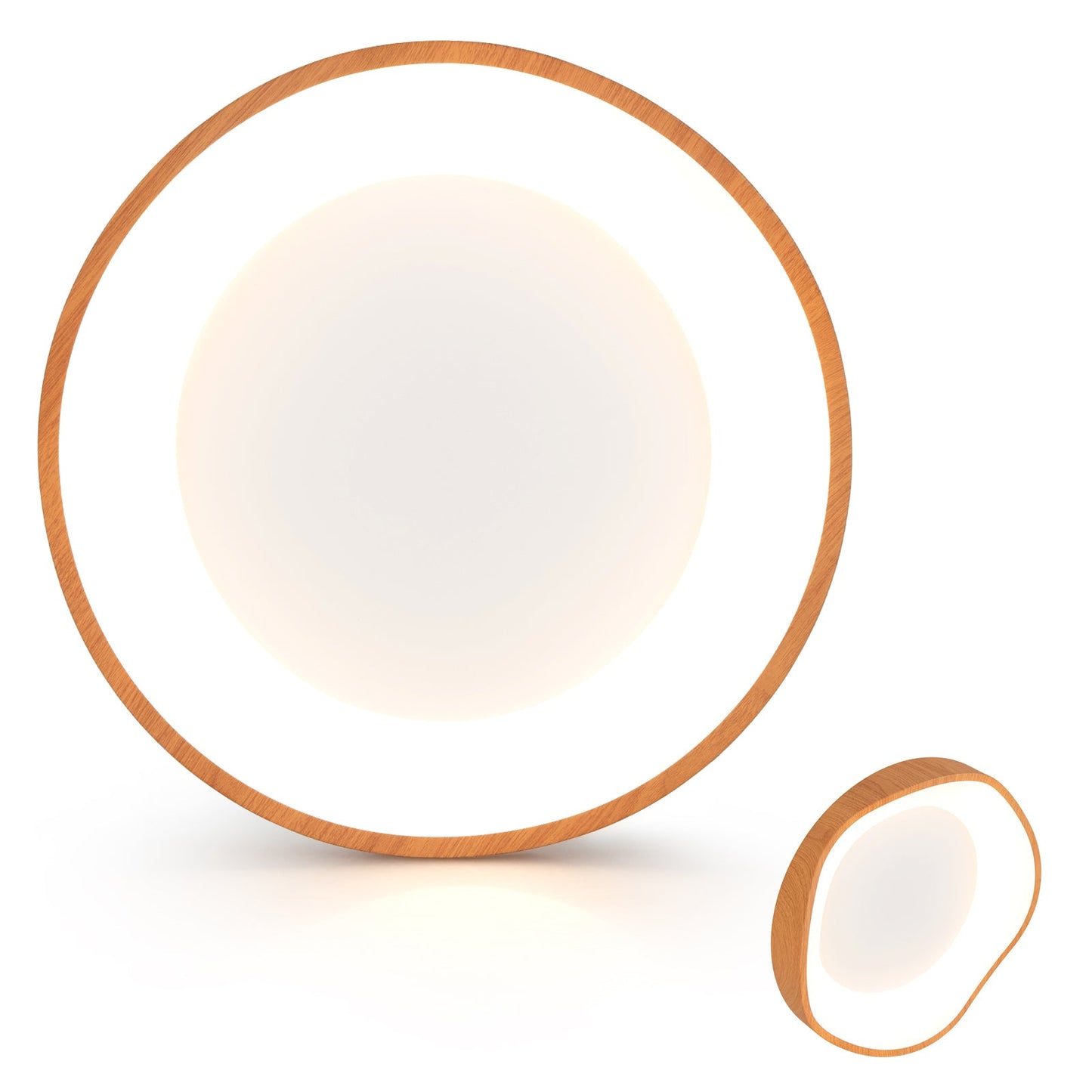 Lámpara de techo LED moderna de 24 W con patrón de madera y marco de metal - Marrón