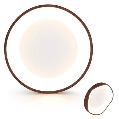 Lámpara de techo LED moderna de 24 W con patrón de madera y marco de metal - Marrón