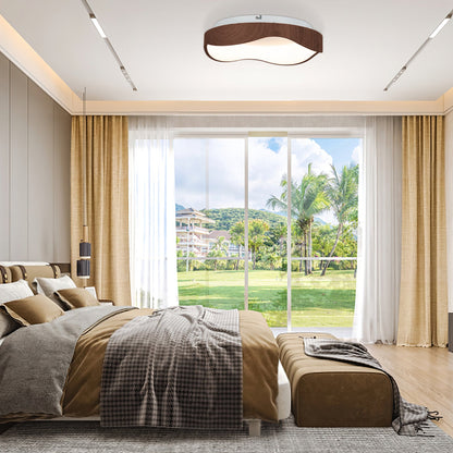 Lámpara de techo LED moderna de 24 W con patrón de madera y marco de metal - Marrón