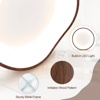 Lámpara de techo LED moderna de 24 W con patrón de madera y marco de metal - Marrón