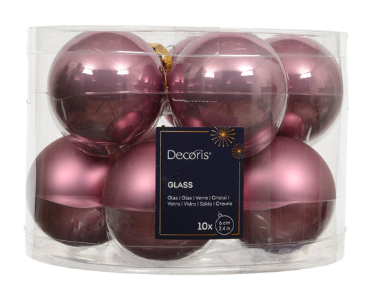 Glass 2.4" Ornaments - 10 piece Set - Vintage Pink - Tampa Home & Garden Store