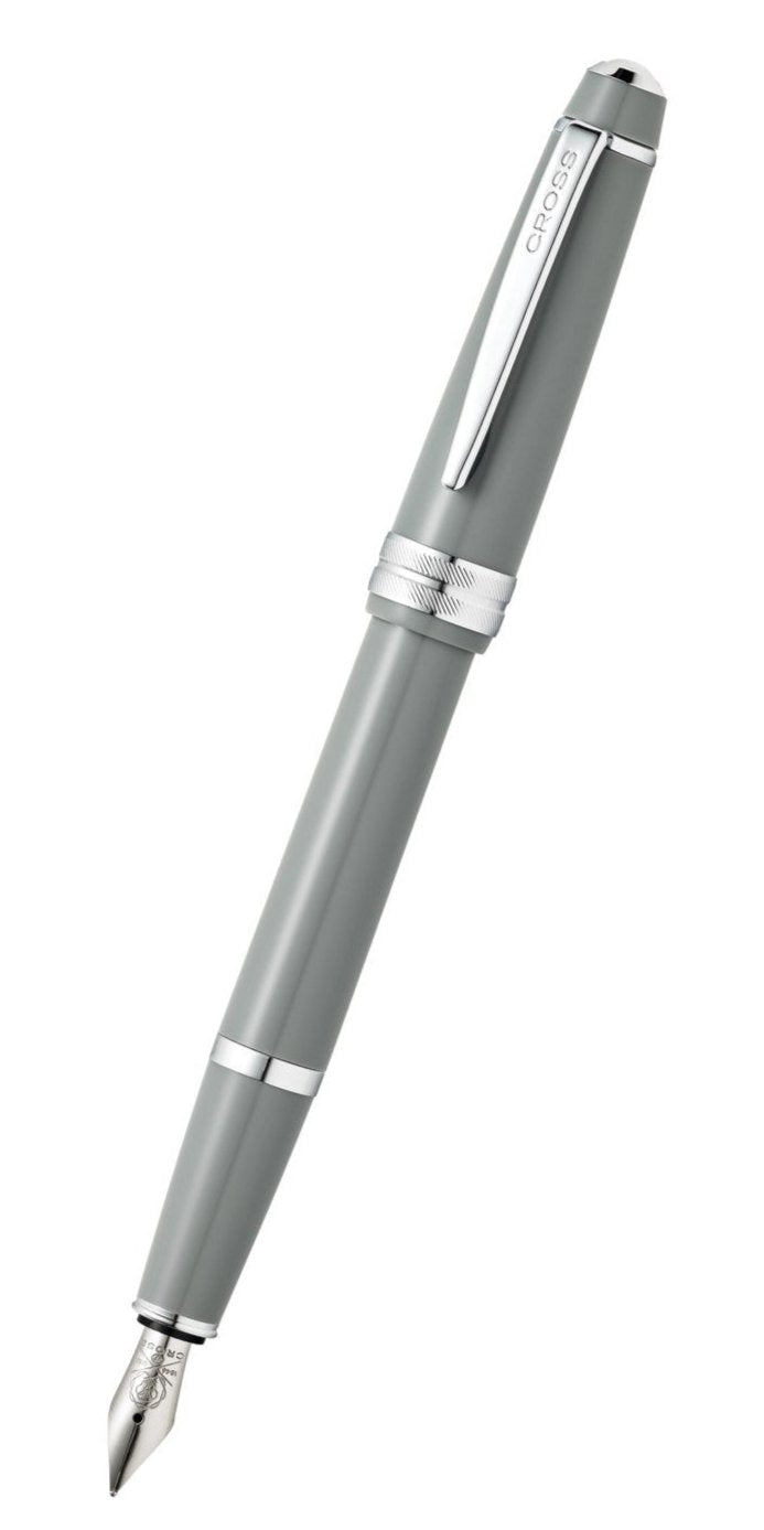 Bailey Light Polished Gray Resin Fountain Pen with silver clip, extra-fine nib, Cross brand on Tampa Home & Garden Store