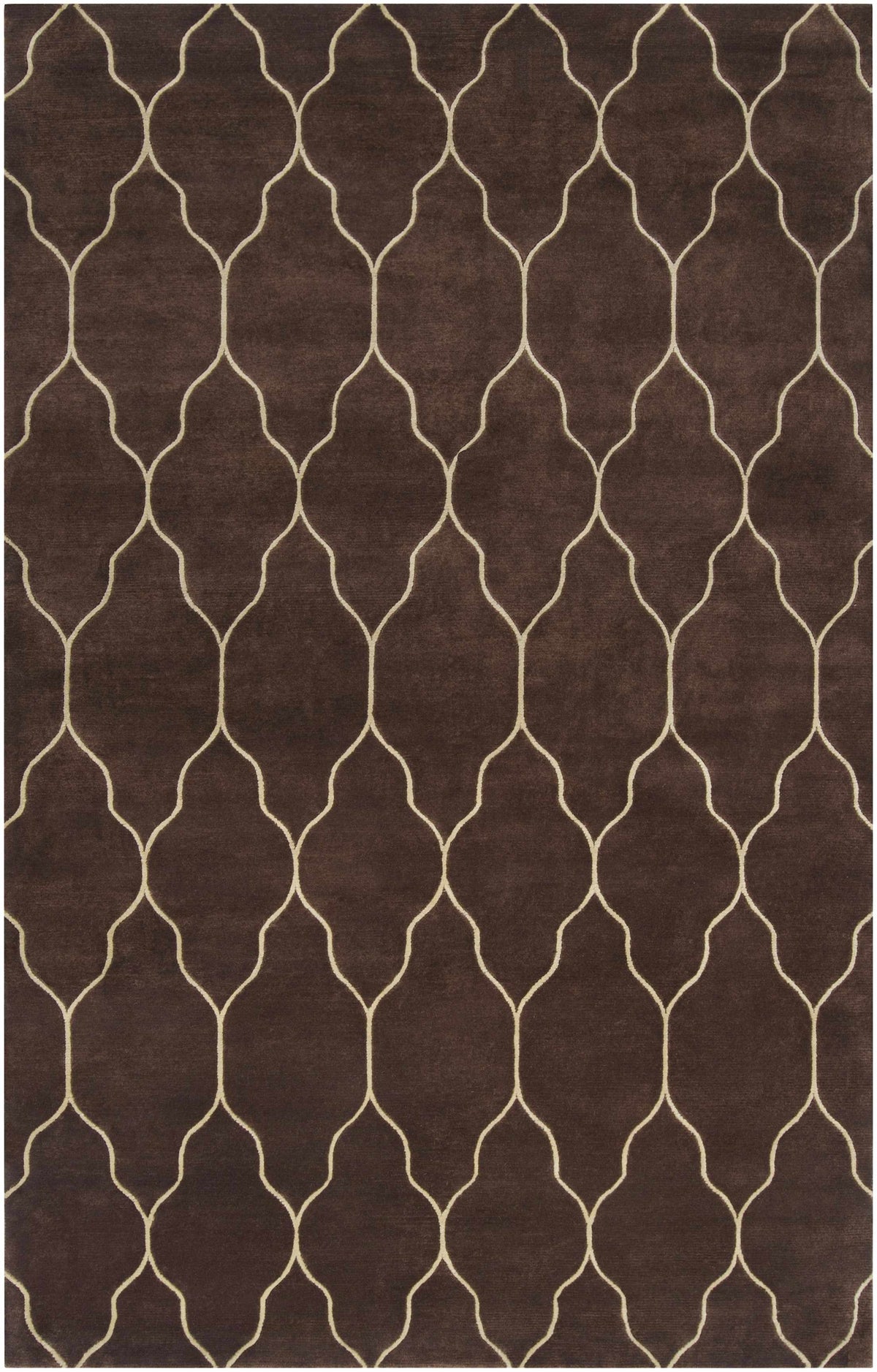 Evant Area Carpet rug brown with cream trellis pattern Boutique Rugs clearance on Tampa Home & Garden Store
