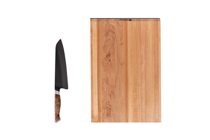 Everyday Knife & Board Set by STEELPORT Knife Co., wooden cutting board with black blade on Tampa Home & Garden Store