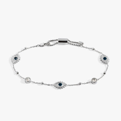 Evil Eye Crystal Anklet silver-tone chain with blue crystal eye charms on Tampa Home & Garden Store