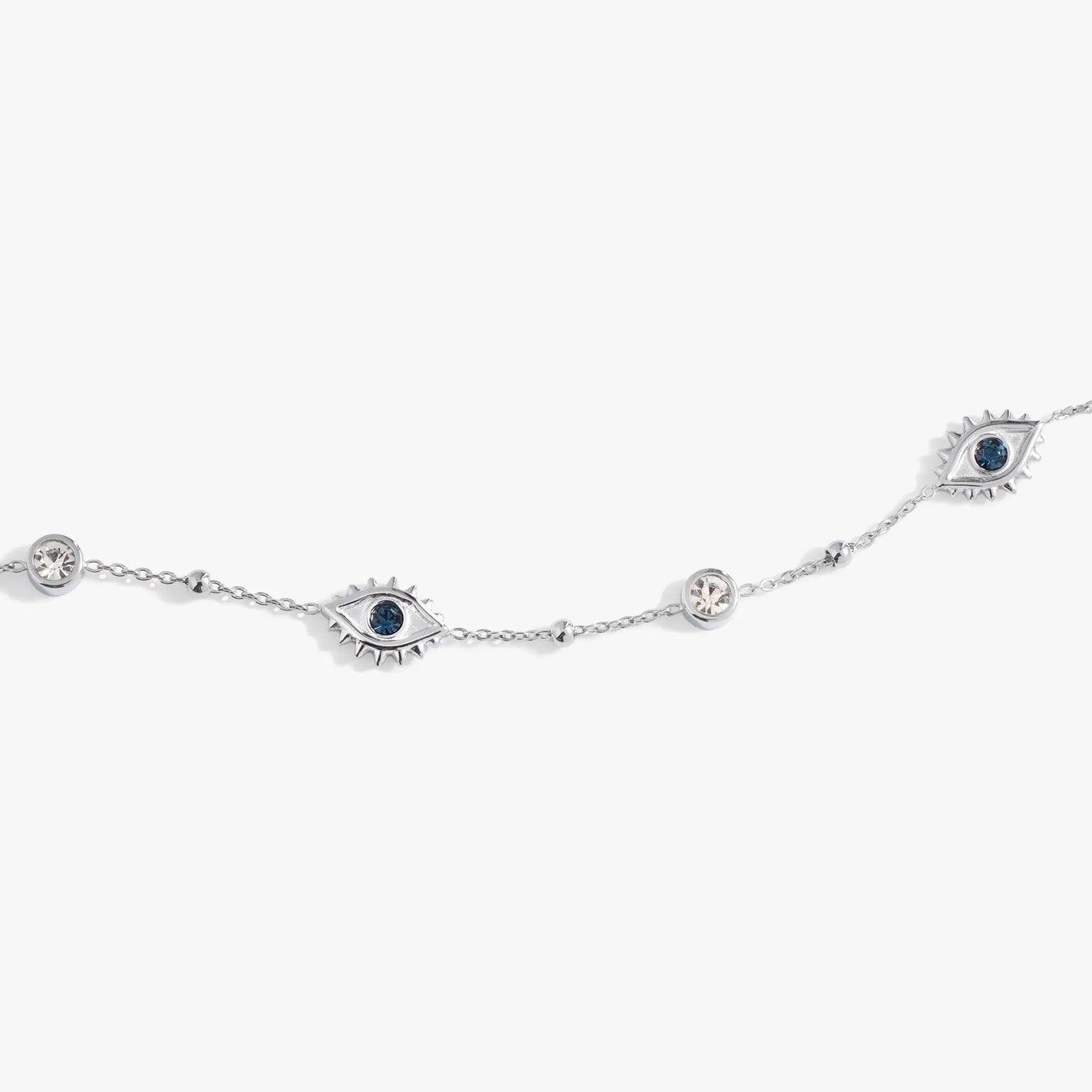 Evil Eye Crystal Anklet by ALEX AND ANI, silver-tone chain with multiple blue crystal eye charms on Tampa Home & Garden Store