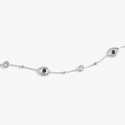 Evil Eye Crystal Anklet by ALEX AND ANI, silver-tone chain with multiple blue crystal eye charms on Tampa Home & Garden Store