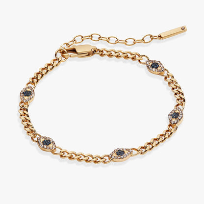 Evil Eye Curb Chain Bracelet gold-tone with blue center stone and crystals by Alex and Ani on Tampa Home & Garden Store