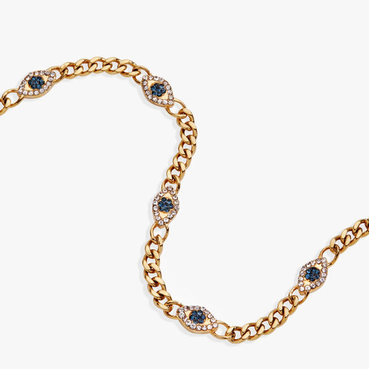 Evil Eye Curb Chain Bracelet, gold-tone with blue stones and clear crystals by ALEX AND ANI on Tampa Home & Garden Store