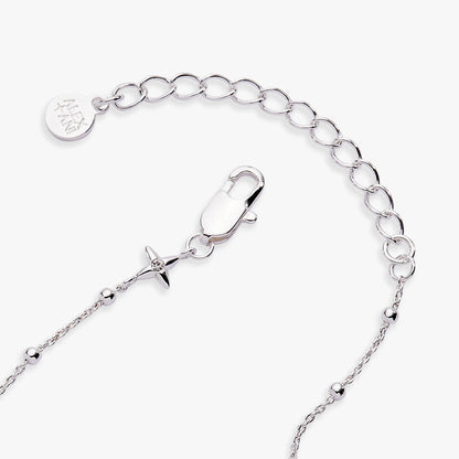 Evil Eye Inline Bracelet with Silver Plated Beads