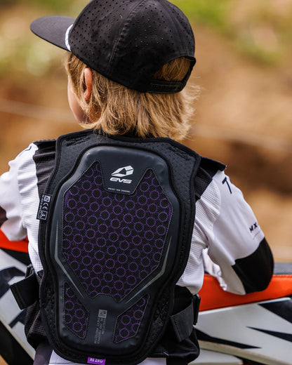 EVS Evolution Youth Chest Protector black with purple mesh, motorcycle chest & back protector on Tampa Home & Garden Store