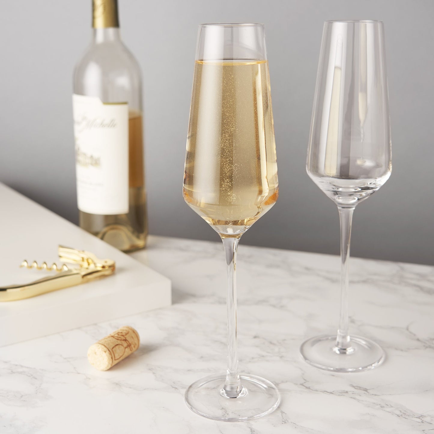 Raye Angled Crystal Champagne Flutes Set of Two