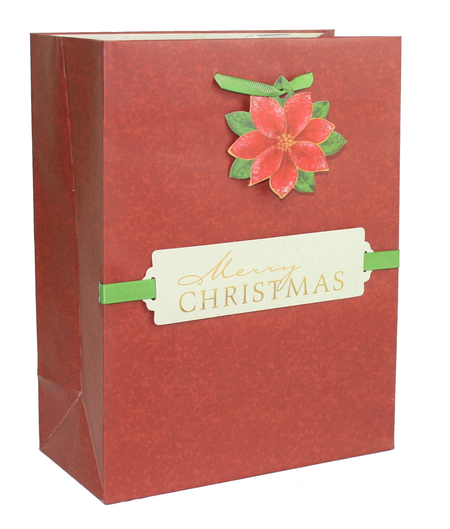Bolsa de regalo hecha a mano con imágenes de papel - Flor de Pascua mediana