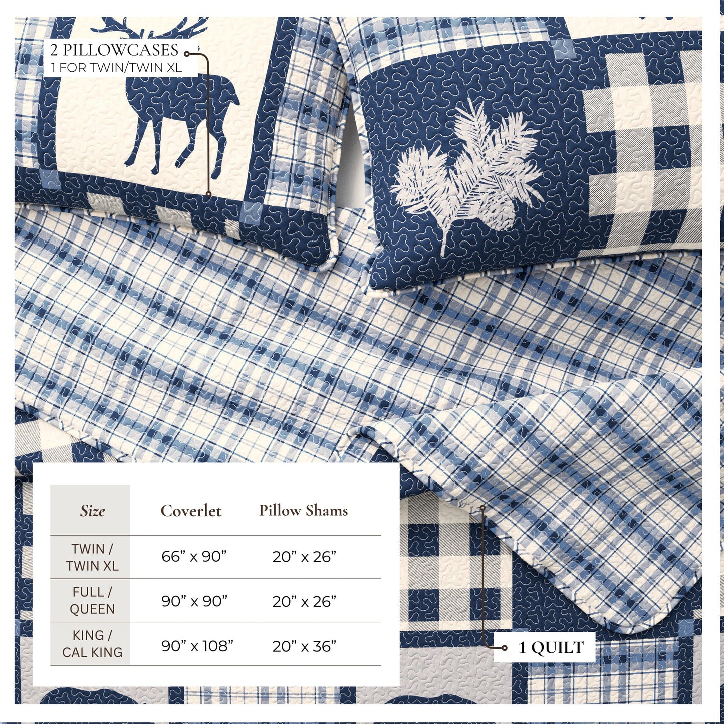 Plaid Lodge Quilt Set and Reversible Bear Design