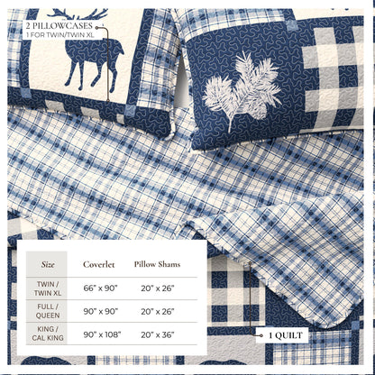 Plaid Lodge Quilt Set and Reversible Bear Design