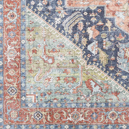 Exira washable area rug, Boutique Rugs, vintage oriental patchwork in blue, red, and green on Tampa Home & Garden Store
