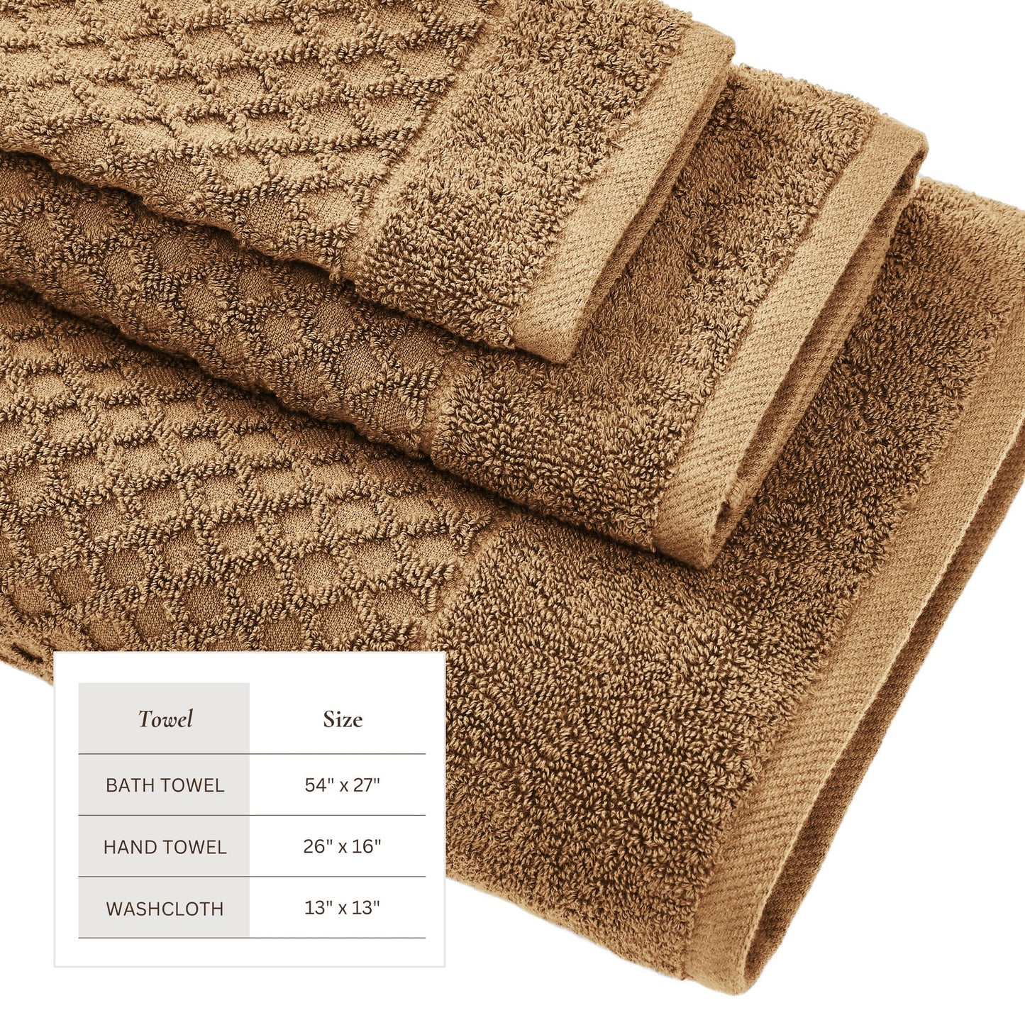 Cotton Diamond Waffle Weave Bath Towel Set
