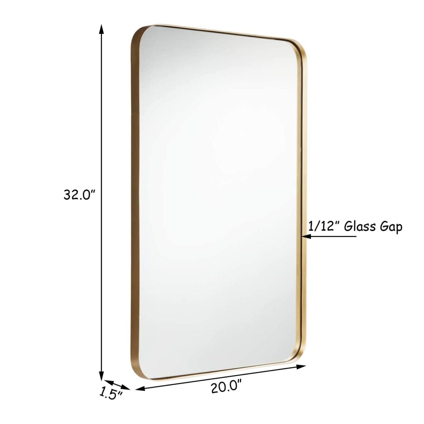 Espejo rectangular de pared con marco metálico de 32 x 20 pulgadas - Dorado