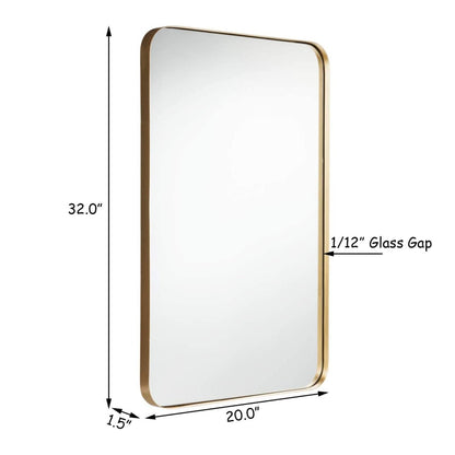Espejo rectangular de pared con marco metálico de 32 x 20 pulgadas - Dorado