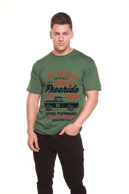 Extreme Freeride men's bamboo viscose organic cotton short sleeve tee green truck print on Tampa Home & Garden Store